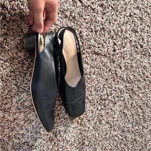 Everlane Black Leather Slingback Heels